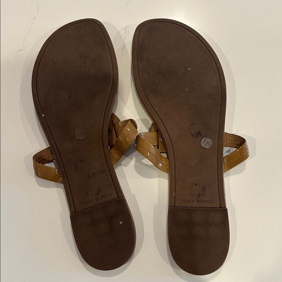 Tory Burch Miller Sandals Patent Tan Size 12 Sand - Picture 7 of 9